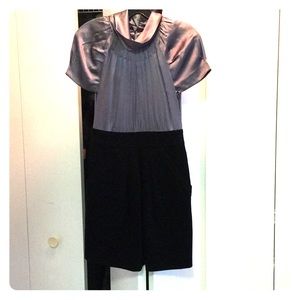 Silk silver and wool black bottom dress